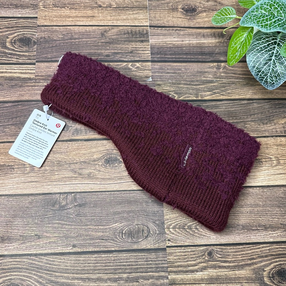 NWT Lululemon Ombre Knit Textured Ear Warmer ONE SIZE (Red Merlot) - Picture 3 of 12